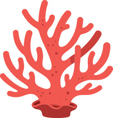 Obraz premium Vibrant red coral reef structure in a flat design style showcasing intricate branches and marine beauty, perfect for aquatic themes in vector art