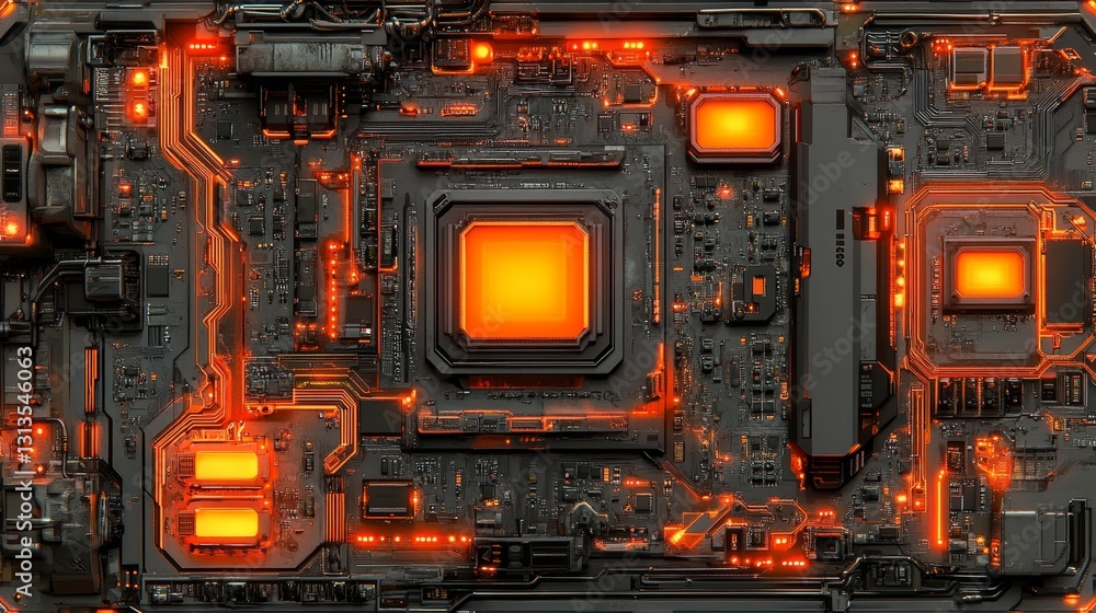 Aufkleber illuminated circuit board matrix a fusion of technological advancement and artificial neural network