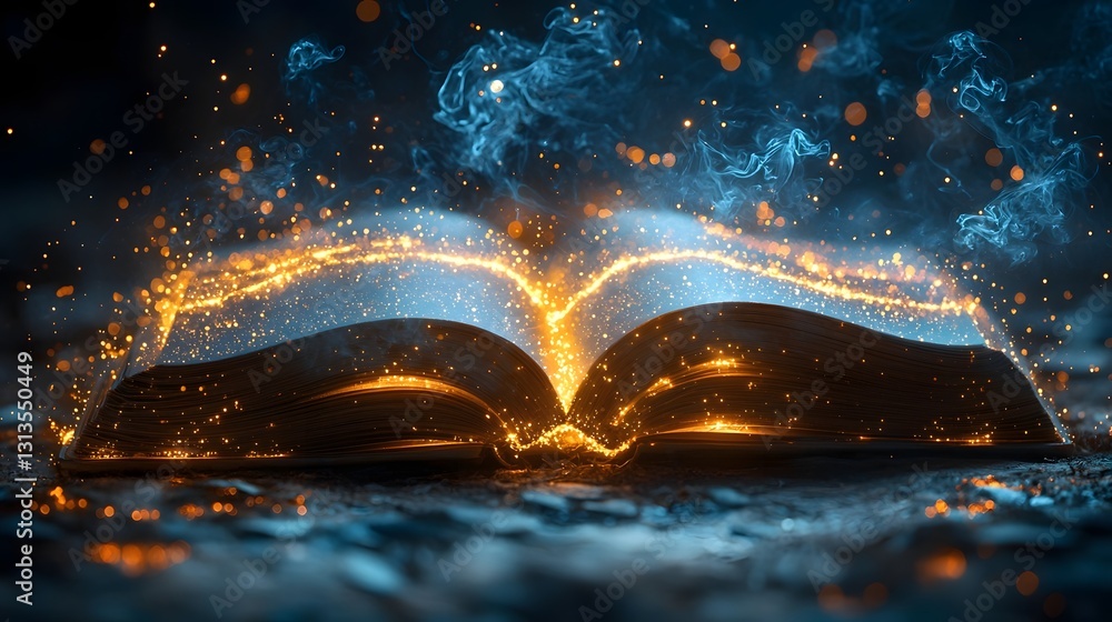 Aufkleber glowing open book pages transforming into roads leading to community hubs