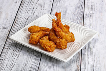 Delicous crispy shrimps appetizer snack