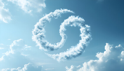 Yin and yang symbol made of clouds in sky