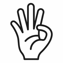 Obraz premium OK gesture, linear style icon. Thumb and index finger forming OK black symbol on white background.