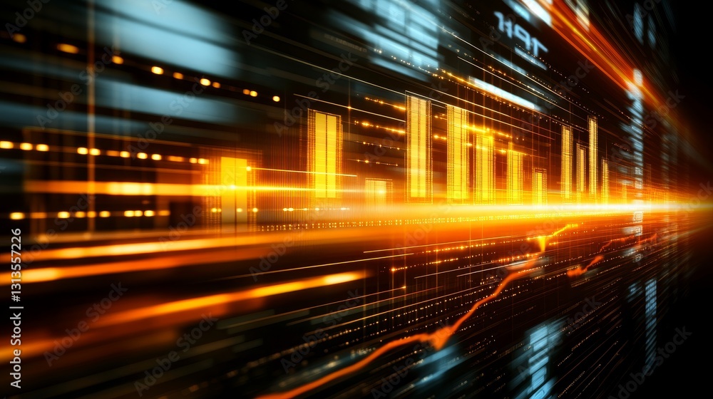Poster futuristic data stream abstract visualisation of technological advancement and digital communication