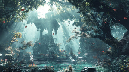 A captivating, dreamlike vision designed by AI, blending surreal and fantastical imagery