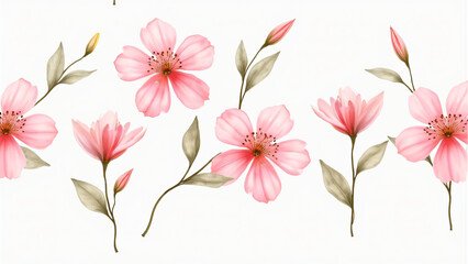 Fototapeta premium flower stye water color ,clip art ,isolated on white 