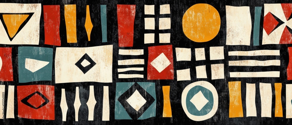 Aufkleber abstract geometric shapes with vibrant colors create a dynamic pattern for modern design and artisti