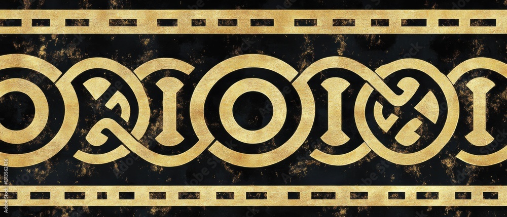 Poster intricate gold and black abstract design featuring curved lines and geometric patterns for interior 