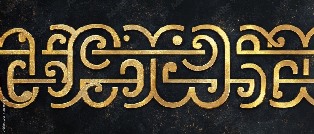 Aufkleber intricate golden decorative pattern with curved lines on a dark background showcasing a unique artis