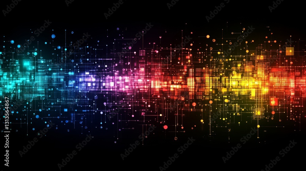 Poster vibrant spectrum of light trails dynamic illumination and glowing particle show futuristic effect an
