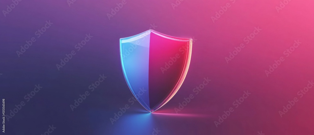 Poster colorful shield icon with gradient shades representing protection and security, perfect for technolo