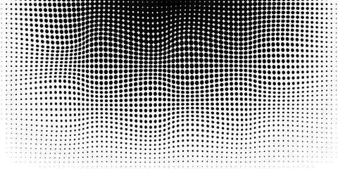 Set of halftone dots gradient pattern texture isolated on white background. Straight dotted spots using halftone circle dot raster texture. Vector blot half tone collection.
