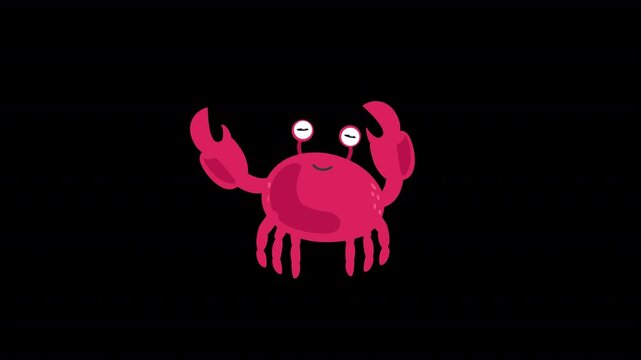 A joyful red crab animation, scuttling happily to brighten up your seaside designs.
