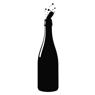 recommend clip art: Champagne bottle silhouette popping cork, celebration symbolism