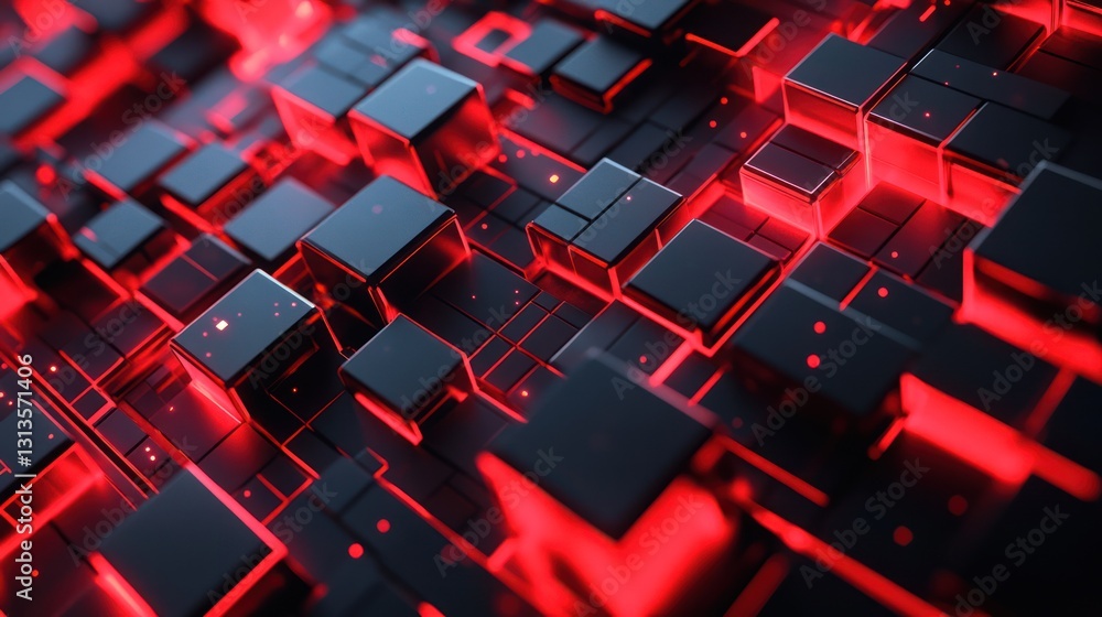 Aufkleber abstract 3d glowing cubes. modern geometric background. possible use for technology