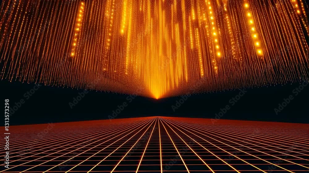 Aufkleber a mesmerizing display of orange light streams cascading downward in a tunnel-like formation against 