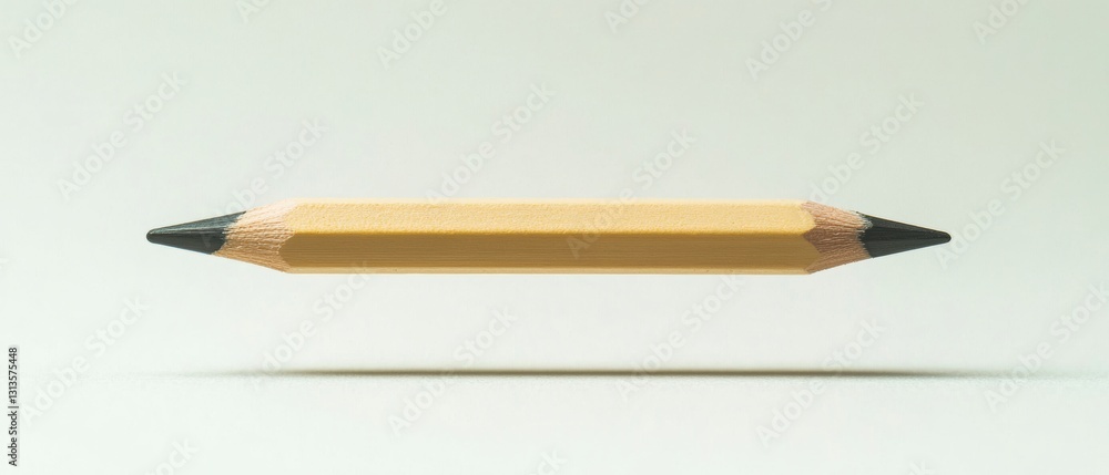 Poster close-up of a single wooden pencil with sharpened tips on a soft light background creating a minimal