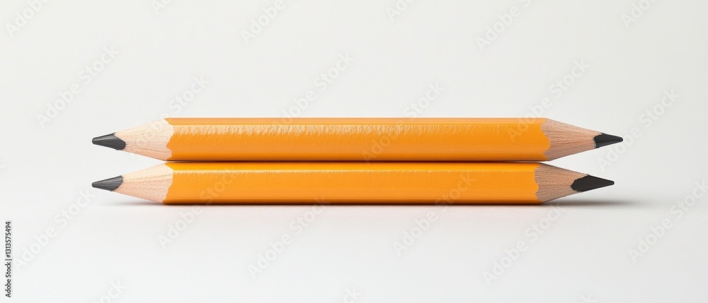 Poster two sharpened yellow pencils arranged parallel on a clean white background highlighting tools for cr