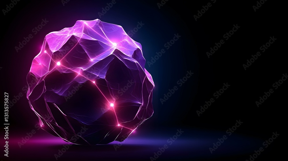 Poster the image contains a dark, abstract, three-dimensional object resembling a crumpled rock or crystal.