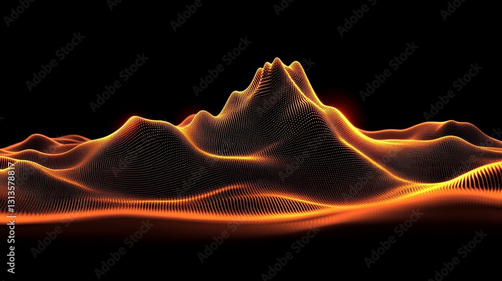 Aufkleber abstract digital landscape with glowing particles dynamic wave and dark backdrop evoking technology 