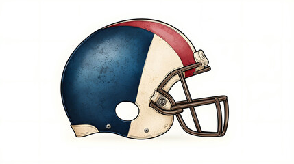 Fototapeta premium Vintage Pixel Art Football Helmet Blue, Red, and White Design
