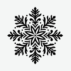 Fototapeta premium very simple flat and minimalist Snowflake silhouette in black on a white background