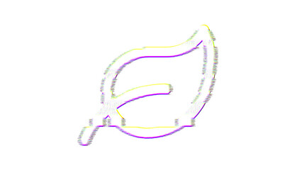 Icon leaf is distorted. Glitch. Noise, chromatic aberration, geometric distortion