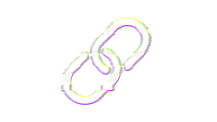 Icon link is distorted. Glitch. Noise, chromatic aberration, geometric distortion