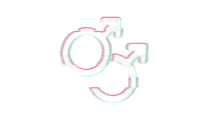 Icon mars double is distorted. Glitch. Noise, chromatic aberration, geometric distortion © Video Render