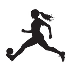 Female Volleyball Player Silhouette – Ball Setting Action Vector Illustration