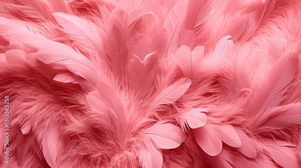 Poster soft pink feathers texture. macro shot for delicate and fluffy design. close up of pink carpet made 