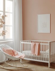 Pastel nursery with crib and rocking chair
