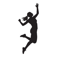 Female Volleyball Player Silhouette – Ball Setting Action Vector Illustration
