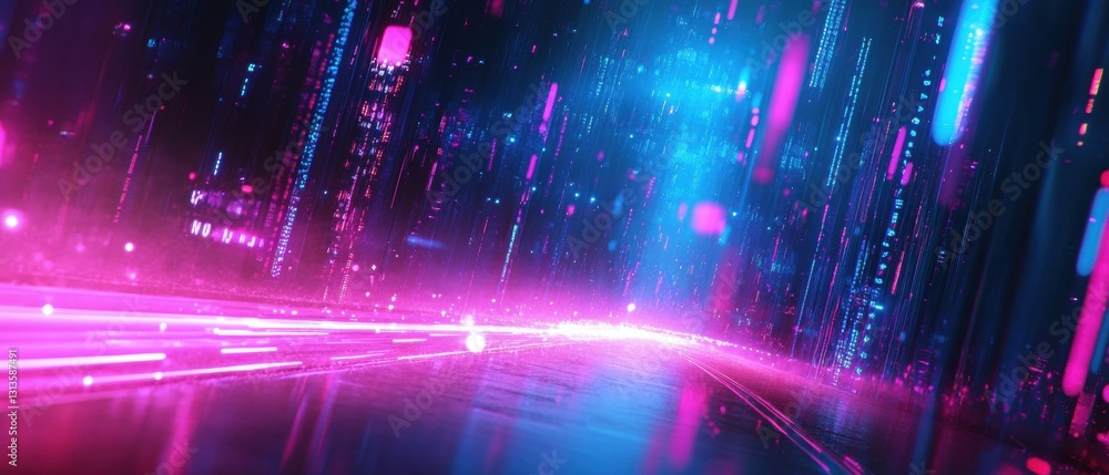 Poster vibrant neon lights create dynamic abstract background with colorful blurs and glowing effects in a 