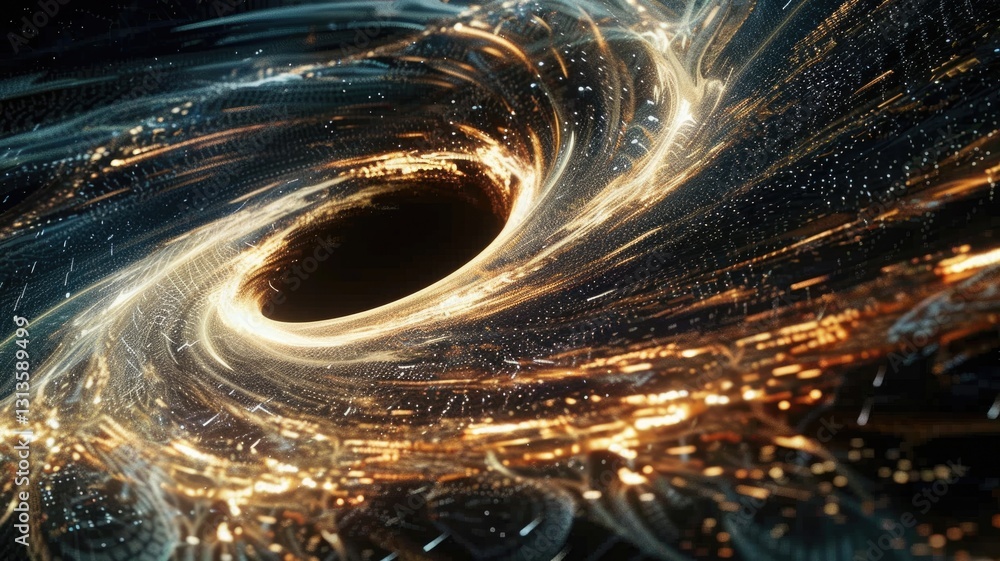 Aufkleber abstract glowing vortex with colorful particles on a dark background. digital art for design and pri