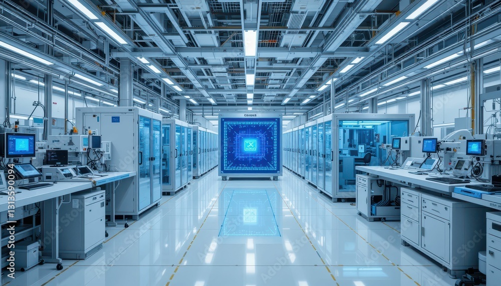 Poster advanced technology laboratory with high-tech equipment and systems