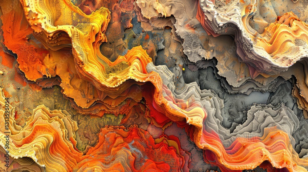 Poster layered geological pattern with abstract earth tones. 3d textured background of stone texture or swi