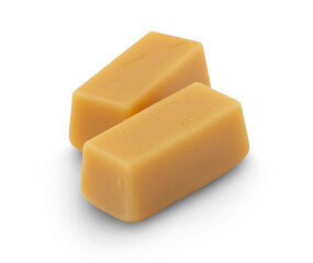 Two milk candies isolated on transparent background