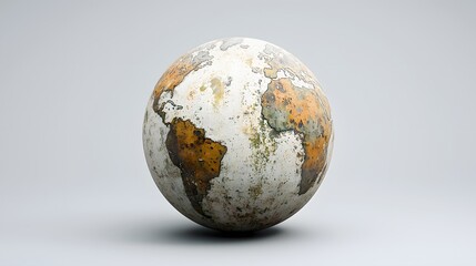 Pixelated Beige and Brown Earth Globe on Gray Background