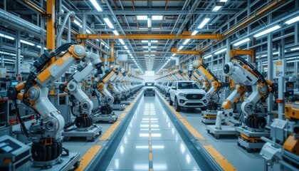 Automated Manufacturing Process with Robotics in Production Facility