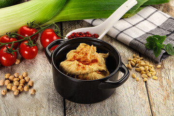 Natural chickpea hummus with paprika