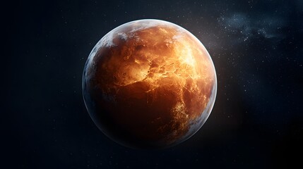 Fototapeta premium Rusty Orange Planet in Dark Space
