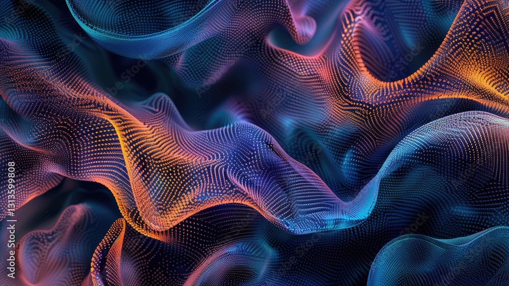 Poster an artistic abstract representation of flowing waves in blue and purple tones. the mesmerizing desig