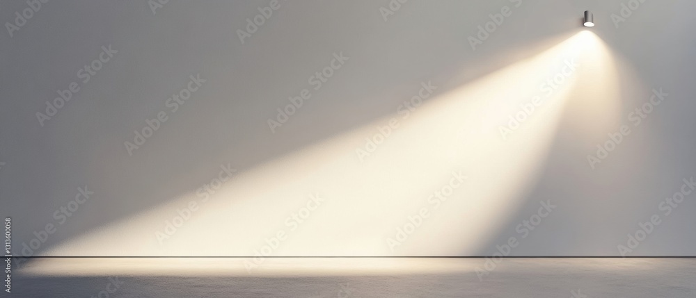 Poster soft wall light beam illuminating empty studio space with subtle shadows and minimalist aesthetic id