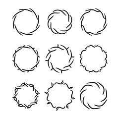 Set of aesthetic abstract round frame art decoration.
