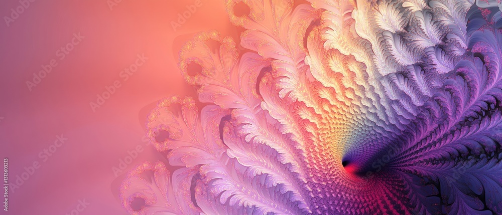 Poster colorful fractal design with swirling patterns and smooth transitions in shades of pink, purple, and