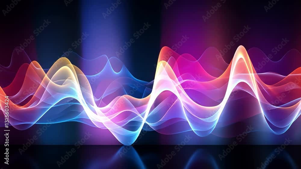 Poster dynamic sound waves: captivating visualization of sound waves, flowing in vibrant colors, illuminati