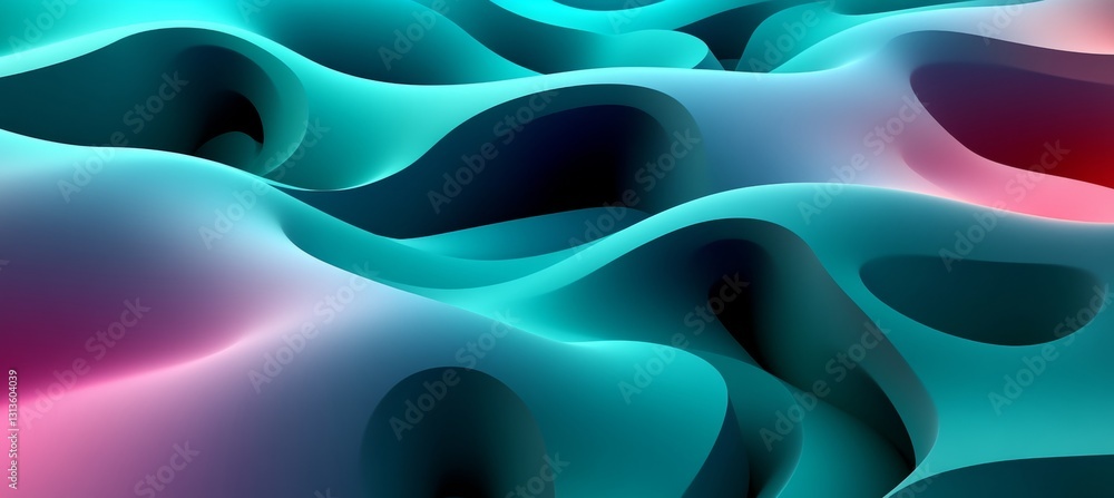 Poster aqua gradient 3d wave pattern background abstract elegant design for text and modern minimalism