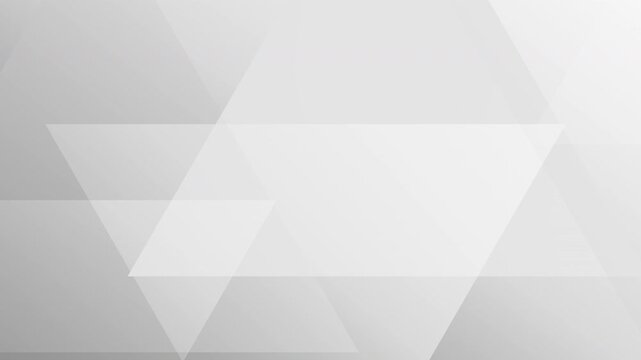 Minimal white and gray abstract motion background with layered transparent triangles