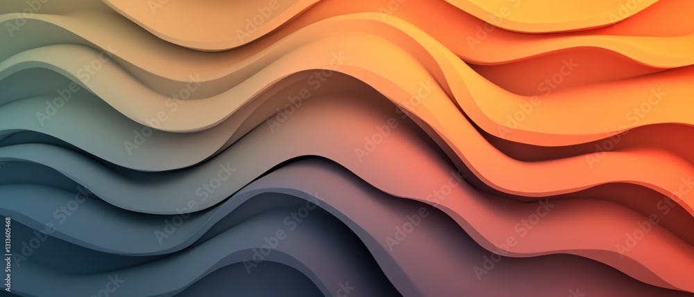Aufkleber abstract colorful wavy pattern with layered textures in gradient shades of orange, red, grey and cre