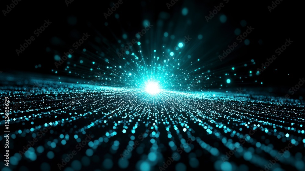 Aufkleber teal particle burst abstract background
